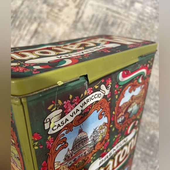Vintage Casa Via Variccio Premium Macaroni Metal Tin Antique Pasta Graphic - Picture 2 of 13